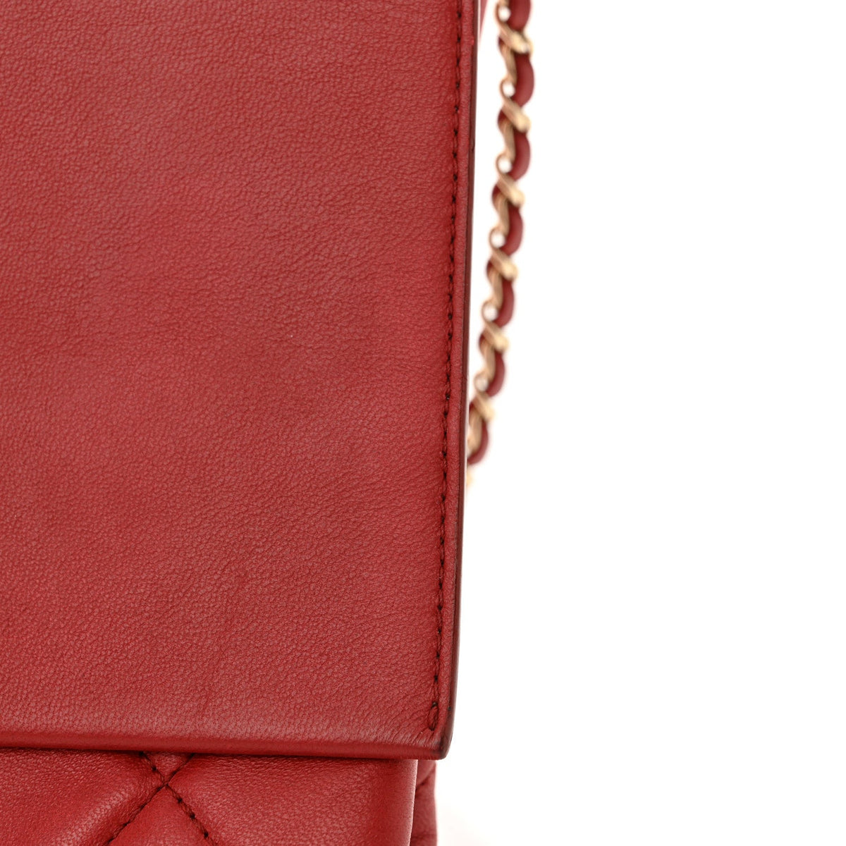 Lambskin Quilted Retro Label Clutch Red