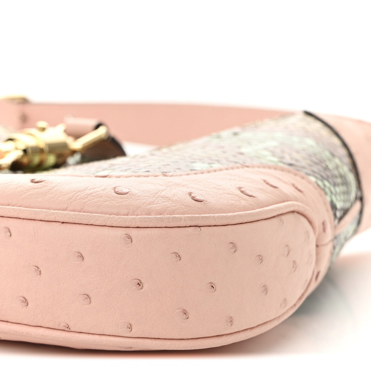 Snakeskin Ostrich Calfskin Small Jackie 1961 Hobo Pink Multicolor