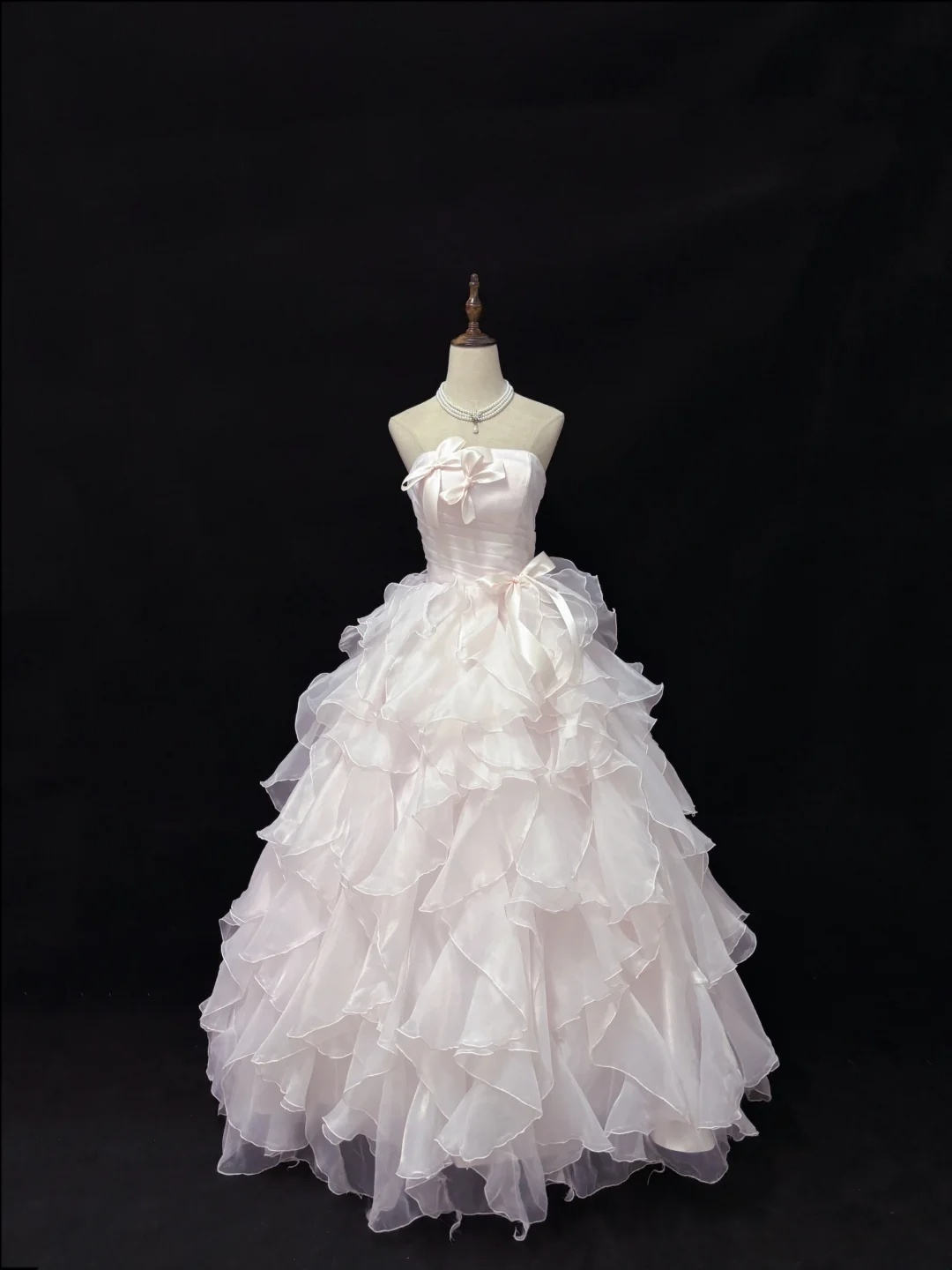 Light Pink Strapless A-Line Ruffles Evening Gowns Sweet 16 Birthday Ball Gowns, D1167