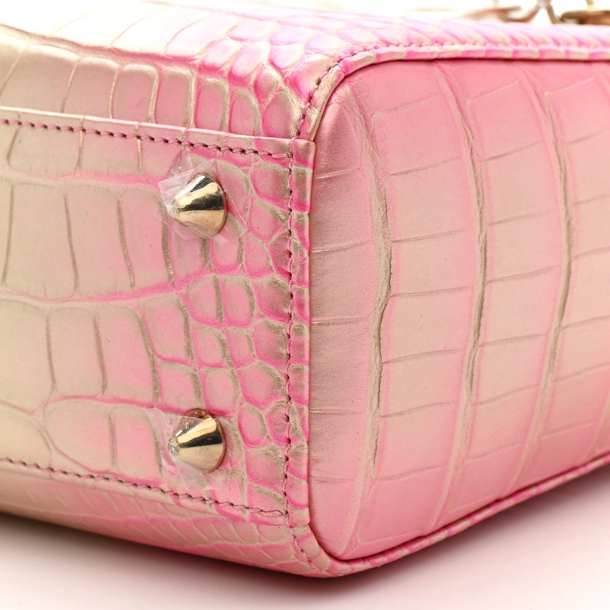 Metallic Alligator Gradient Small Lady Dior Pink