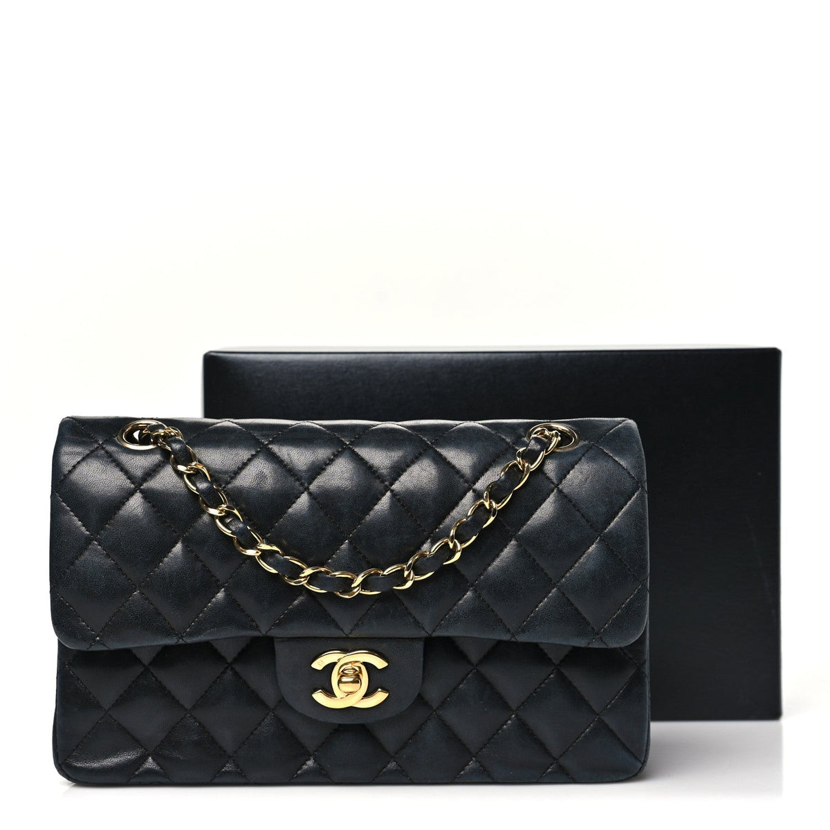 Lambskin Quilted Small Double Flap Black