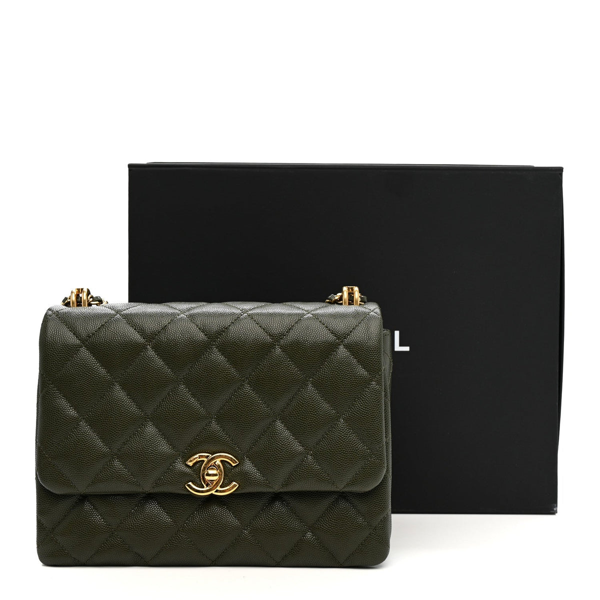 Caviar Quilted Mini Coco First Flap Khaki