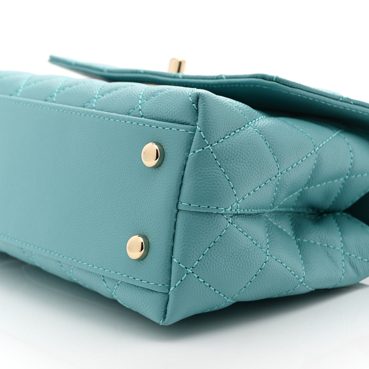 Caviar Quilted Mini Coco Handle Flap Turquoise