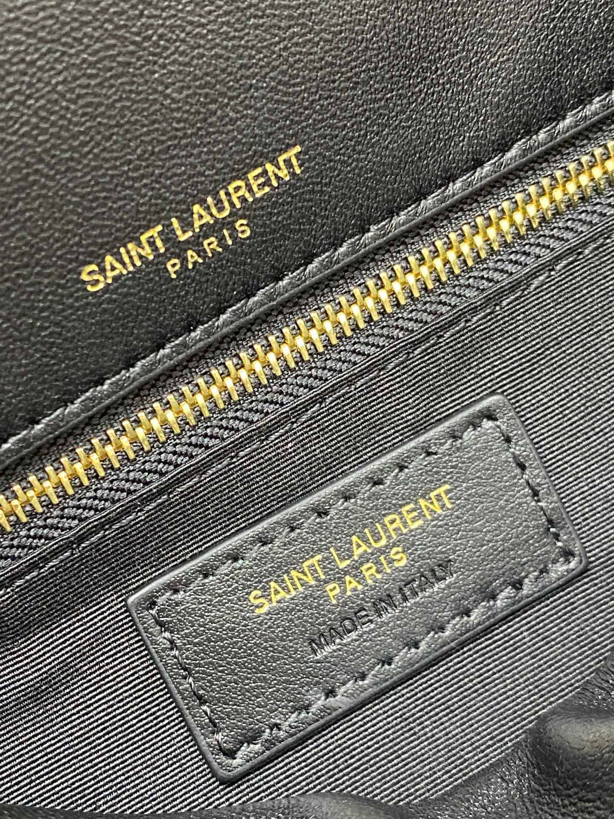 Saint Laurent black lambskin chain handbag
