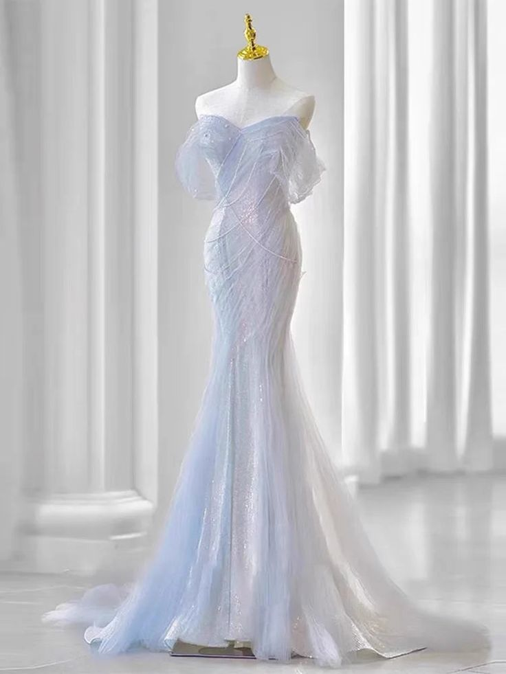 Light Purple Off Shoulder Mermaid Long Party Dress Evening Gown MD7523