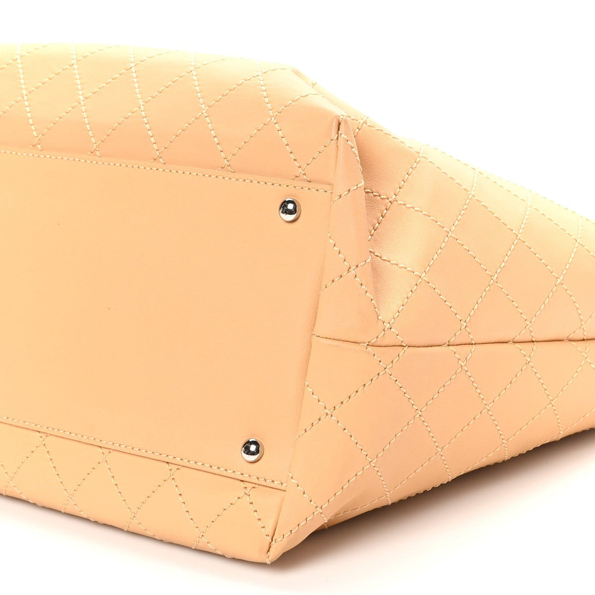Calfskin Stitched Medium Shopping Tote Beige