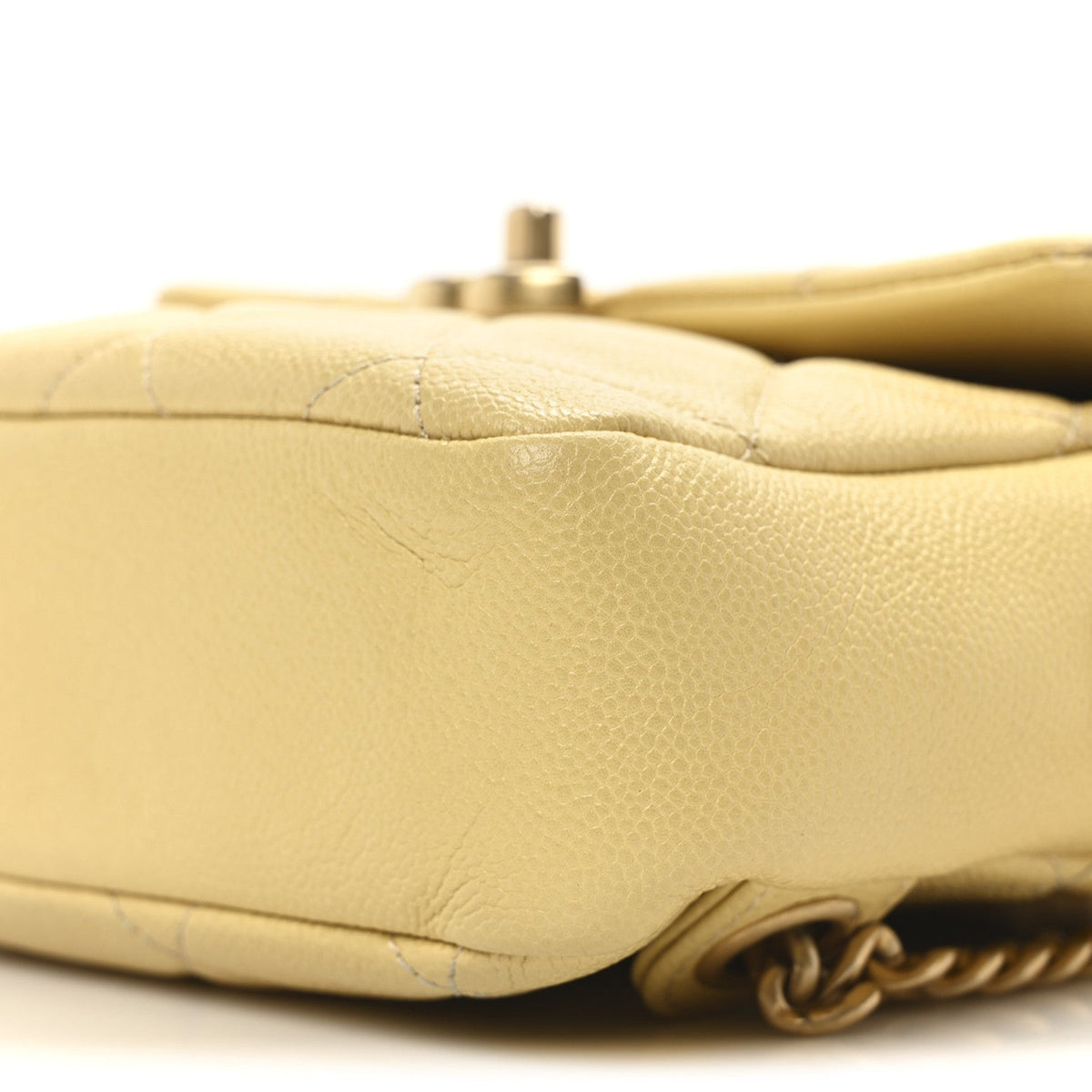 Shiny Caviar Quilted Chain Melody Backpack Yellow