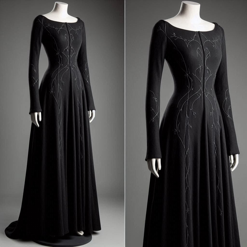 Modest Long Sleeves Black A-Line Elegant Long Formal Evening Party Dress, D960