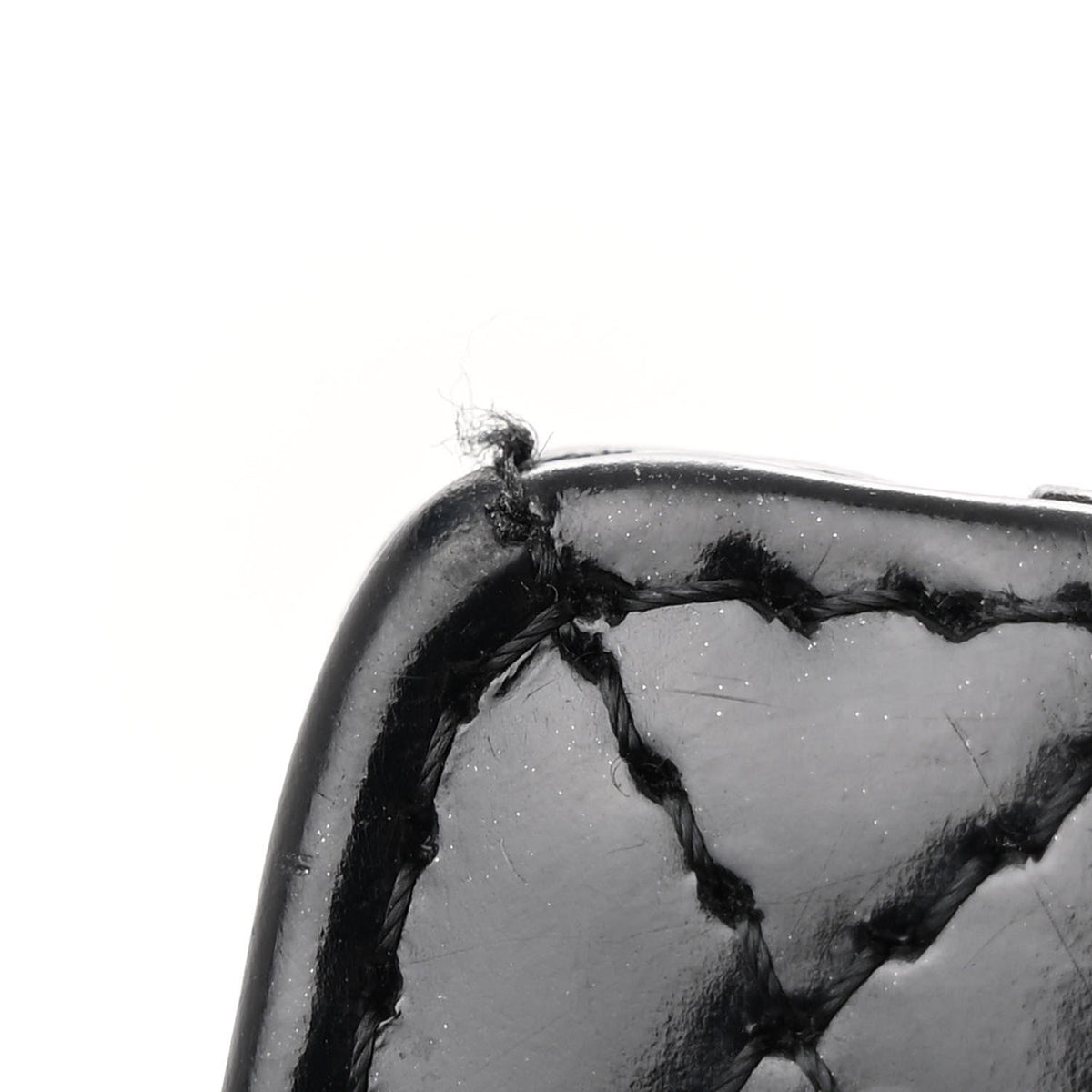 Patent Calfskin Quilted Mini Square Flap Black