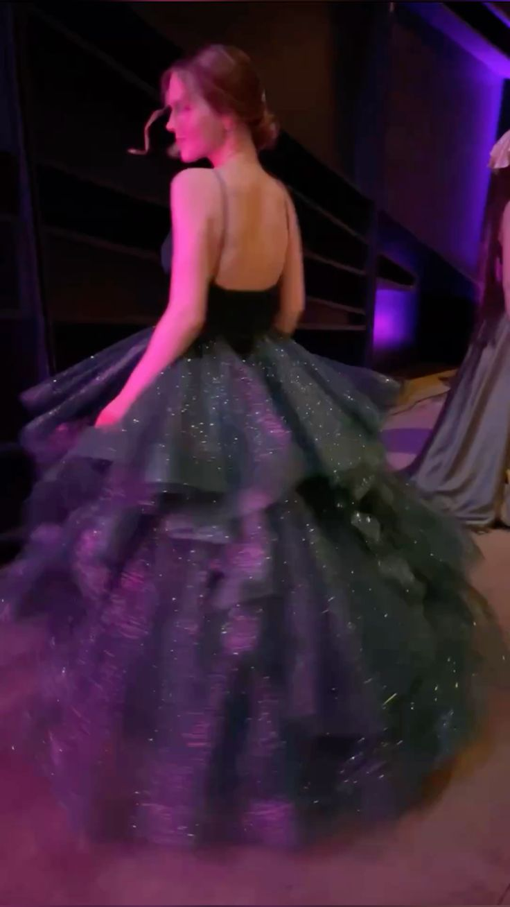 Green Spaghetti Straps A-Line Long Formal Prom Dress Evening Ball Gown, D932