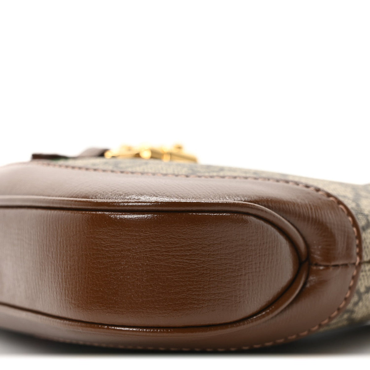 GG Supreme Monogram Azalea Calfskin Web Mini Jackie 1961 Hobo Beige Ebony Brown Sugar