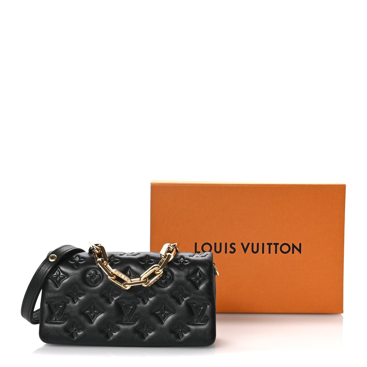 Lambskin Embossed Monogram Pochette Coussin Crossbody Black