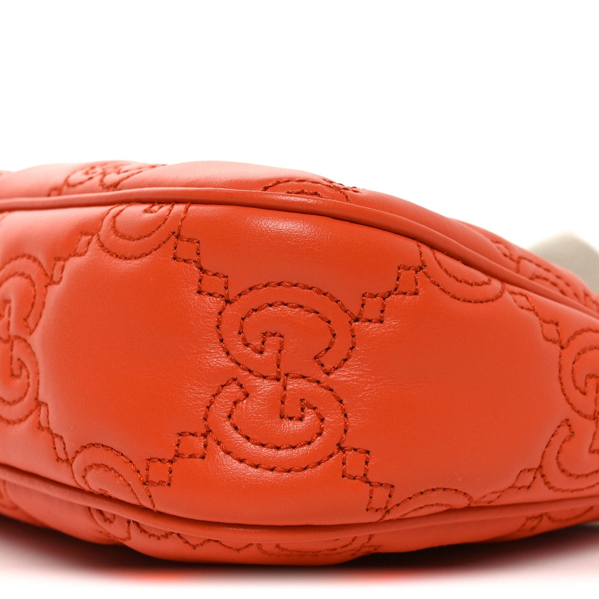 Calfskin GG Matelasse Chain Handbag Deep Orange Natural