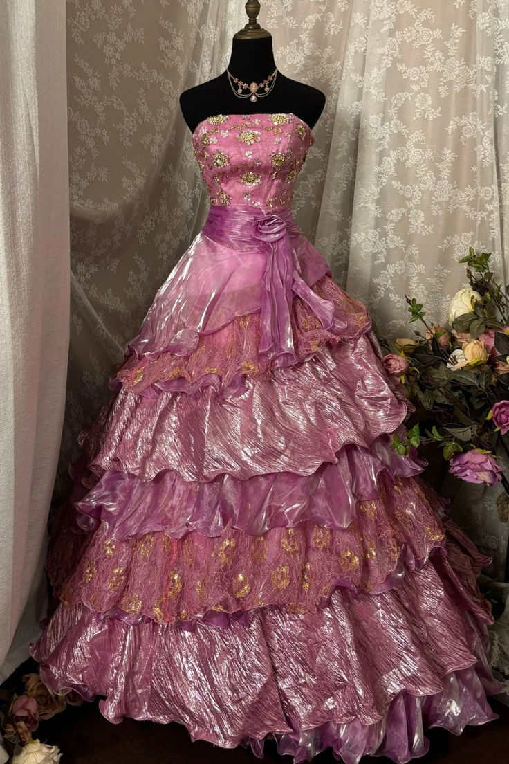 Vintage Exquisite Appliques Layered Organza Lace Prom Dress Party Evening Dress SH5692