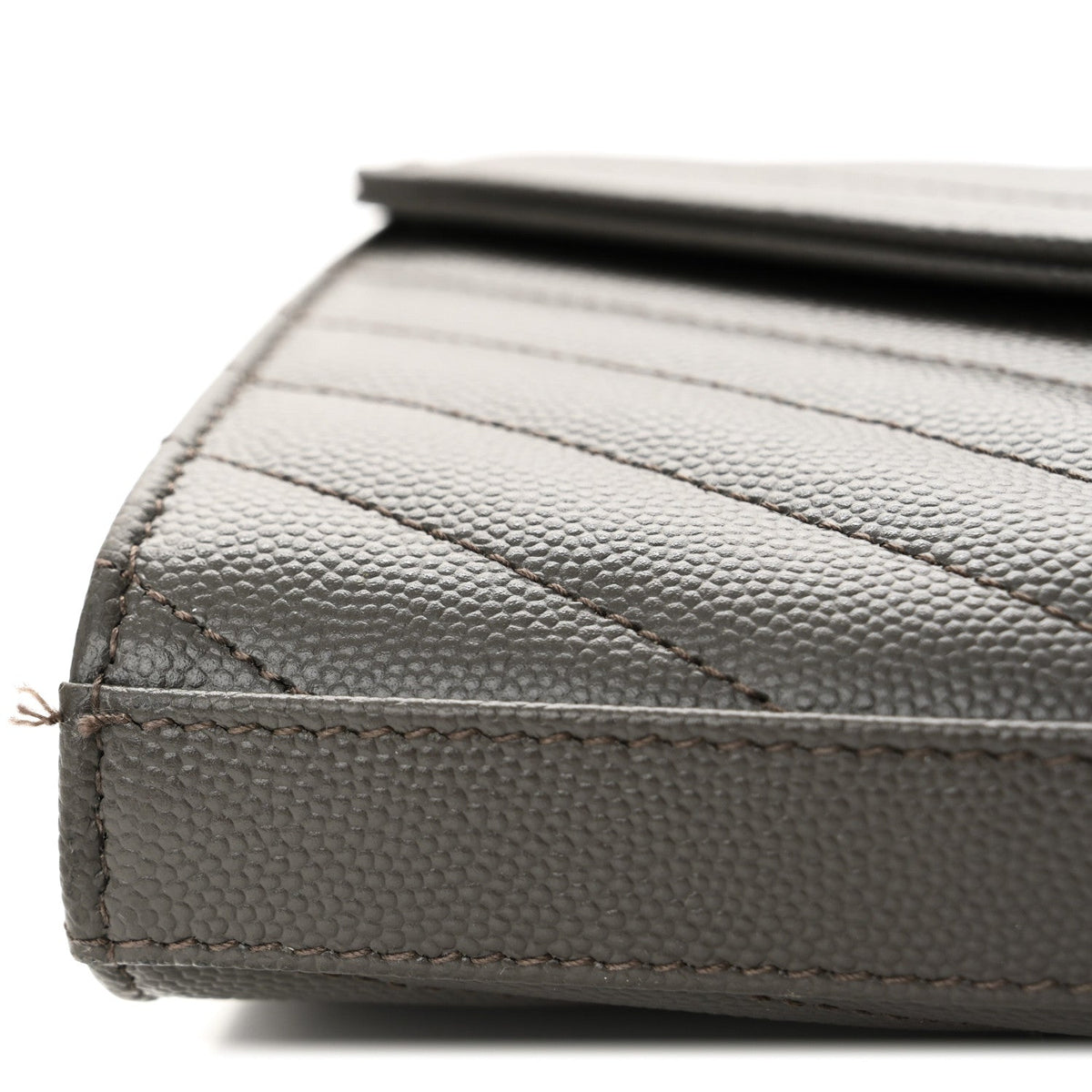 Grain De Poudre Matelasse Chevron Monogram Chain Wallet Fog