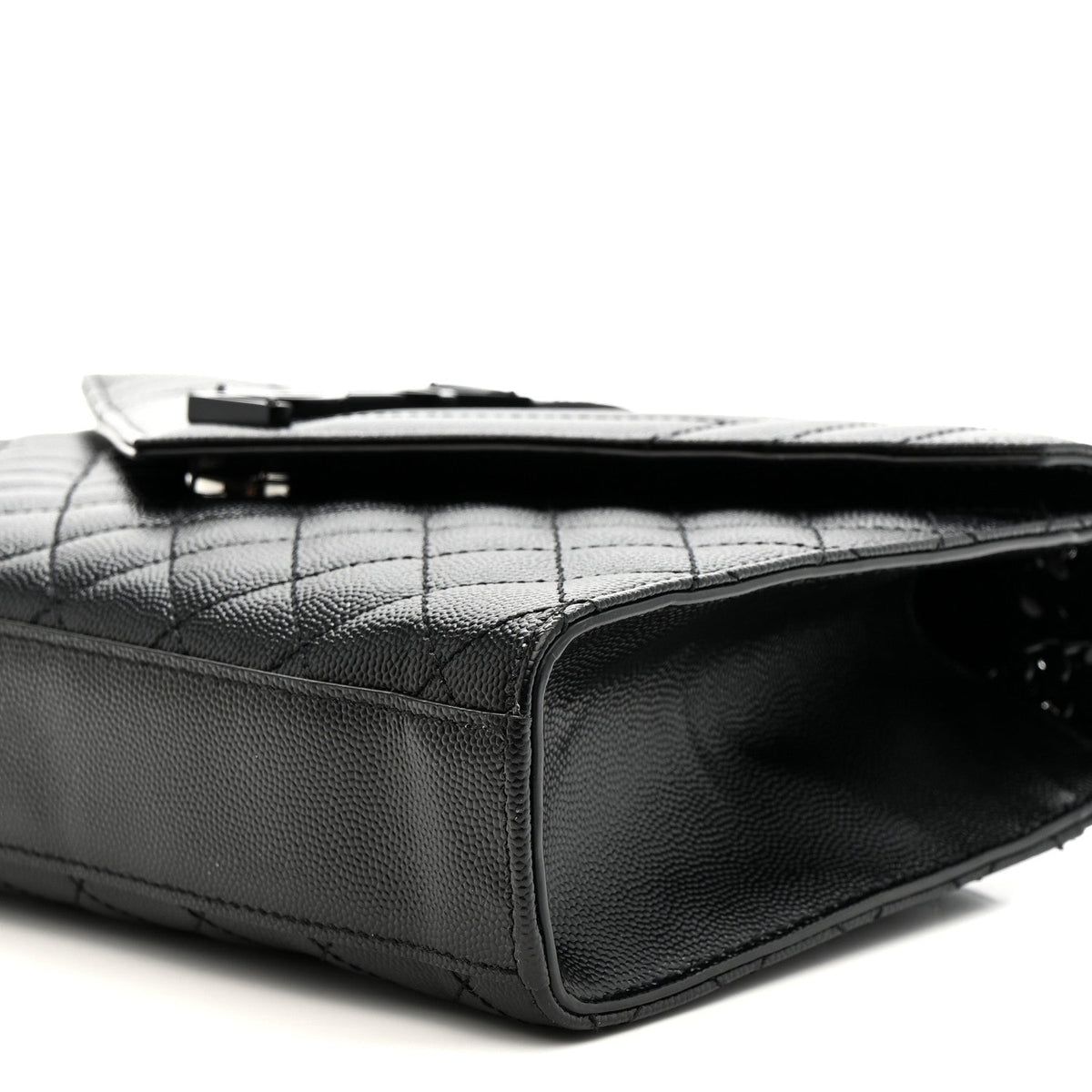 Grain De Poudre Textured Mixed Matelasse Triquilt Medium Monogram Monochrome Satchel Black