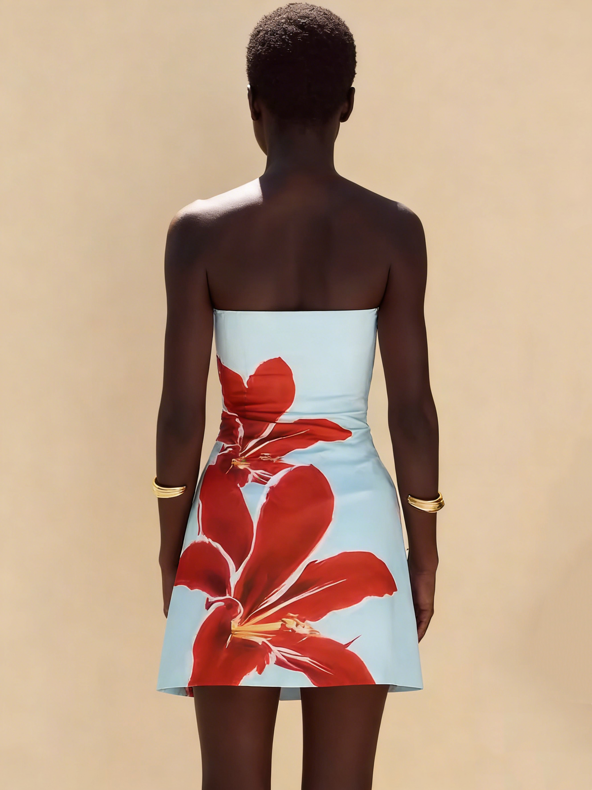 Beauty Homecoming Dress Strapless Print Short Prom Dress Birthday Party Outfits Cocktail Dress D4632