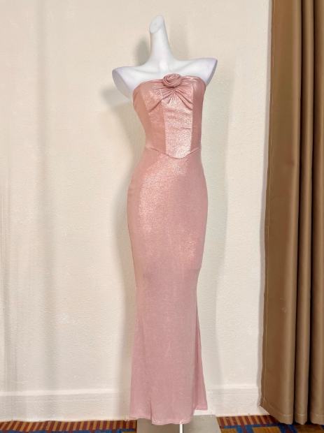 Minimalist Prom Dress Light Pink Strapless Gala Dress Birthday Party Dress Evening Dress D4637