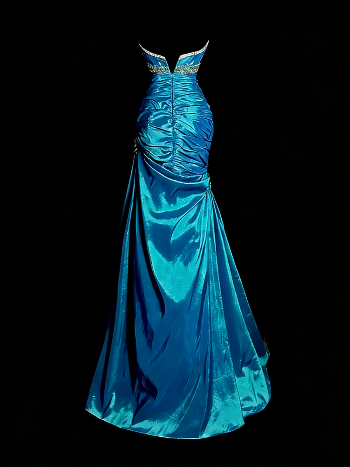 Elegant Prom Dress Blue Sweetheart Pleated Mermaid Gala Dress Evening Dresses Birthday Party Dress D4662