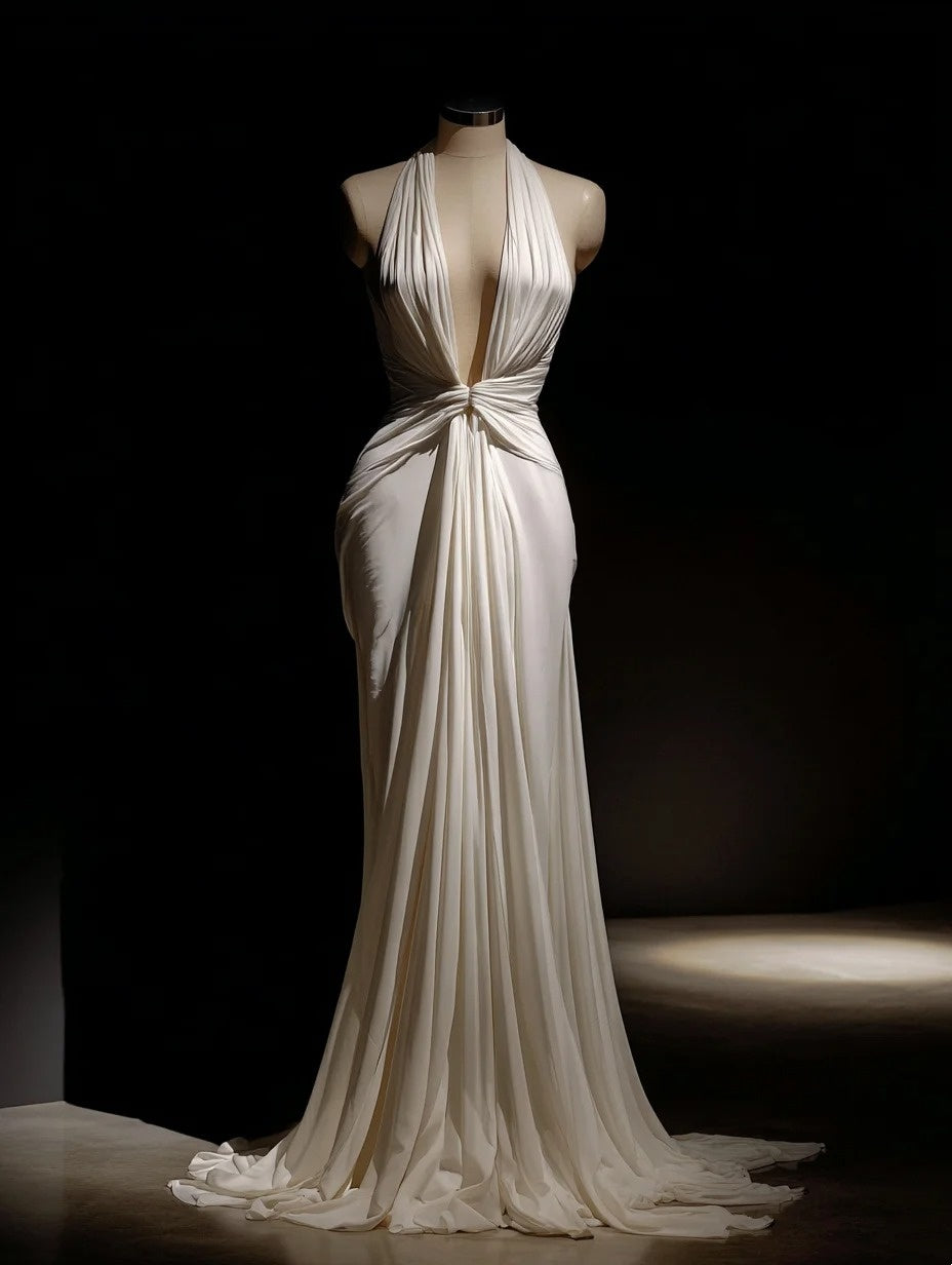 Elegant Prom Dress V-neck Pleated Mermaid Formal Dresses Gala Gown Evening Dress D4716