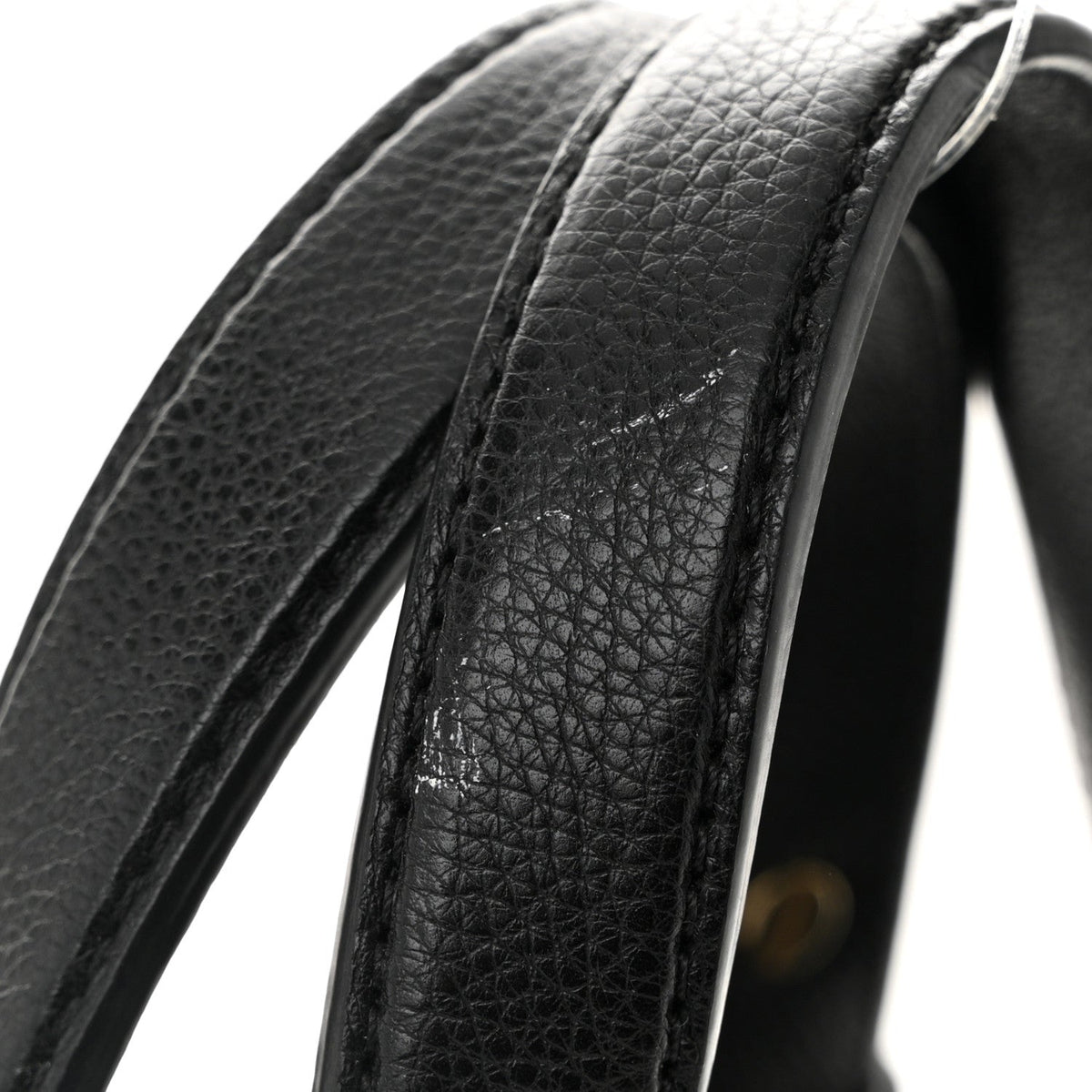Grained Calfskin Stitched Mini Label Click Shopper Tote Black