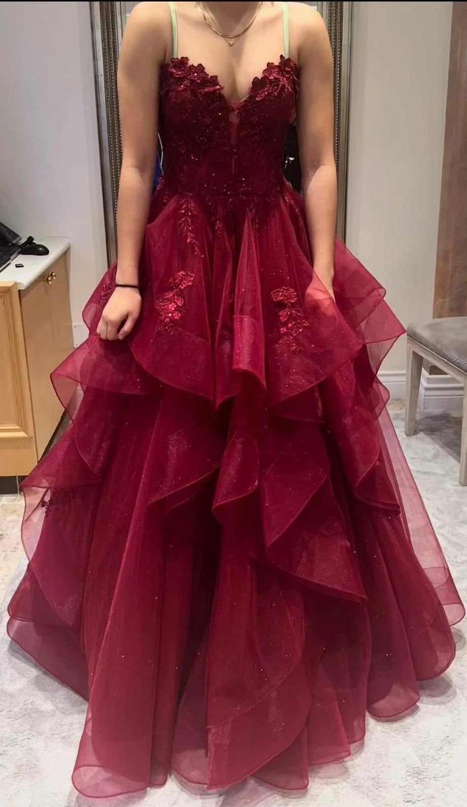 Burgundy Prom Dress Sweetheart Tulle Gala Evening Gown Dress Birthday Party Outfits D4892