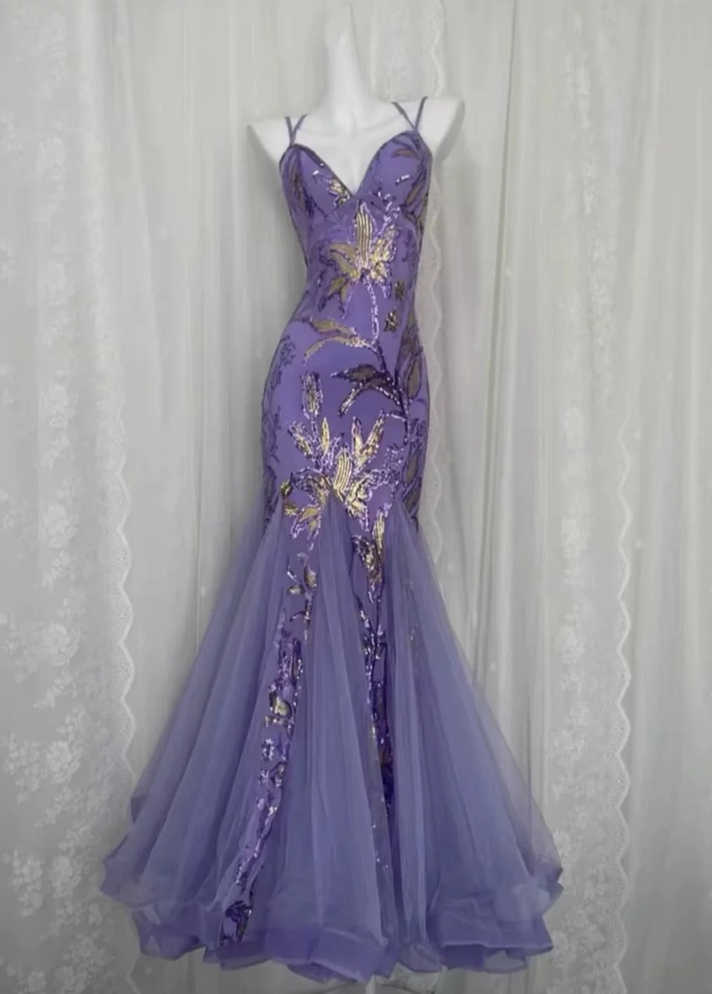 Elegant Prom Dress Sweetheart Tulle Mermaid Party Outfits Purple Evening Gown Gala Dress D4903