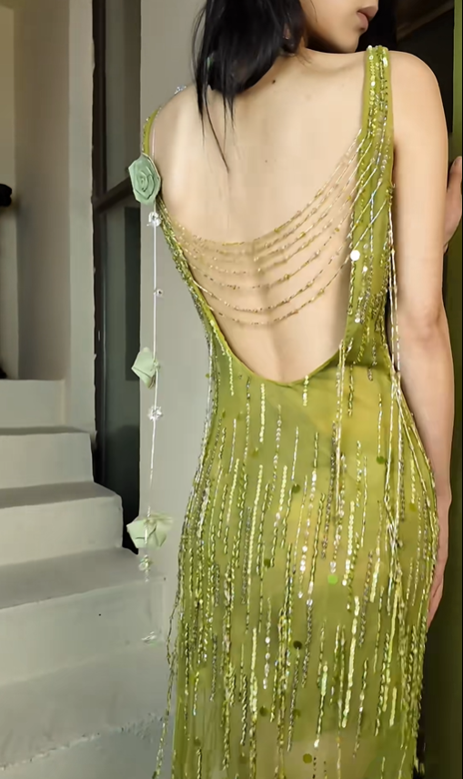 New Arrival Prom Dress Crew Neck Beading Evening Dresses Backless Gala Gown Cocktail Outfits D4970