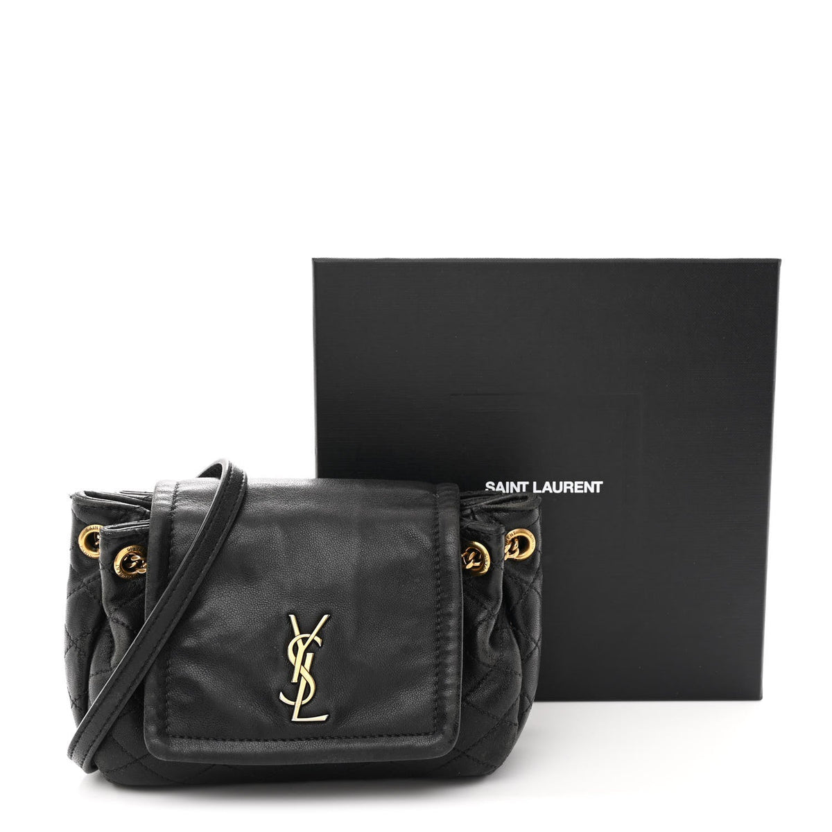 Lambskin Quilted Monogram Mini Nolita Black