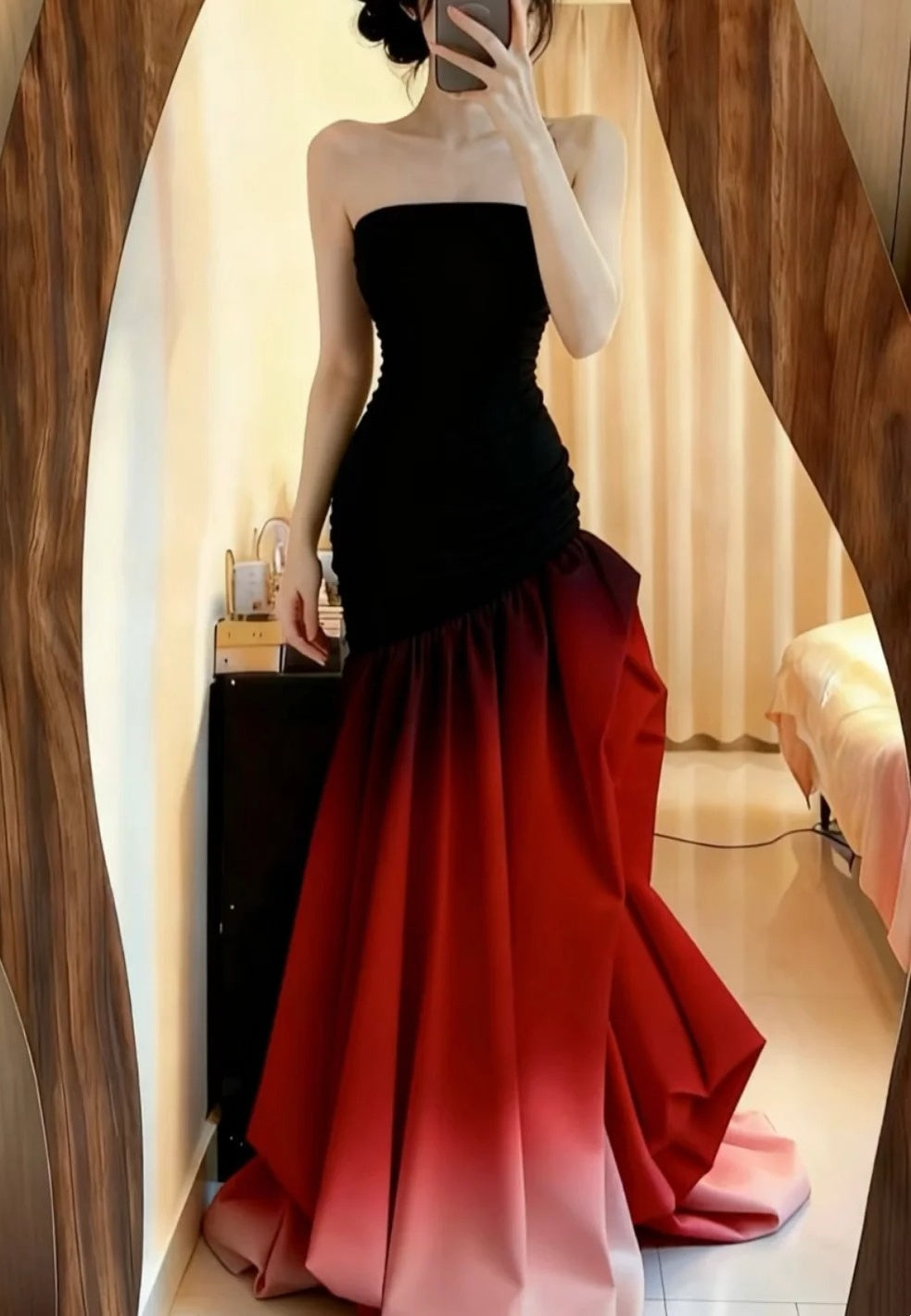 Stunning Prom Dress Ombre Strapless Mermaid Formal Gala Gown Evening Dress Birthday Party Dress D5083
