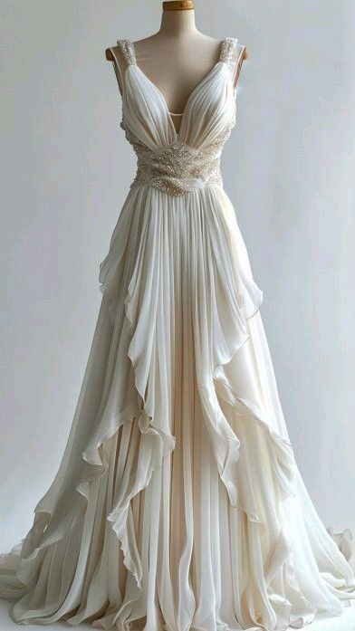 Stunning A Line Strap Beaded Ruffle Chiffon Prom Dress Evening Dress SH2365