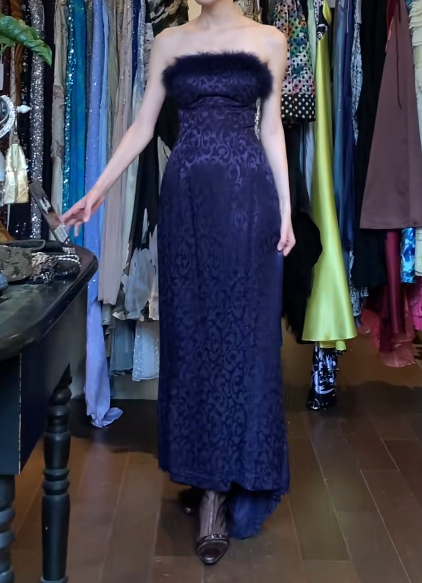 Fashion Prom Dress Strapless Print Gala Gown Fomal Evening Dress Graduation Dress D5189