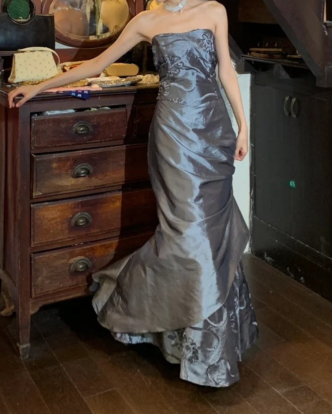 Beauty Prom Dress Strapless Mermaid Gala Gown Formal Evening Dress 18th Graduation Dress D5211