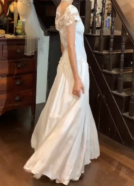 Vintage 90s Prom Dress A Line Square Neck Gala Gown Evening Dress Wedding Dress D5307