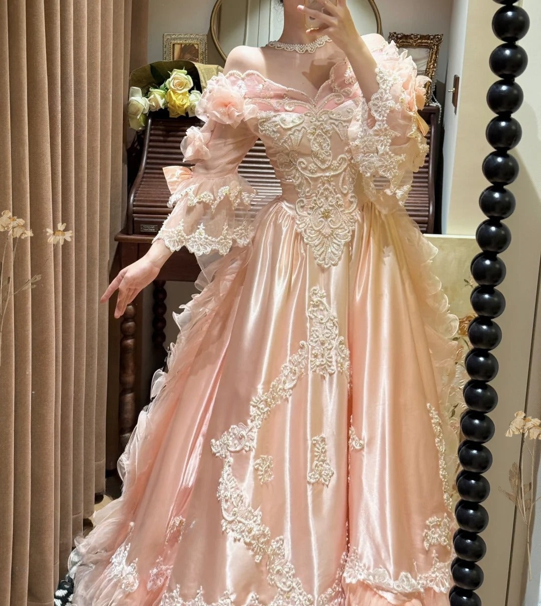 Vintage 90s Prom Dress Light Pink Off Shoulder Pleated Gala Dress Evening Dress 18th Birthday Gown D5362