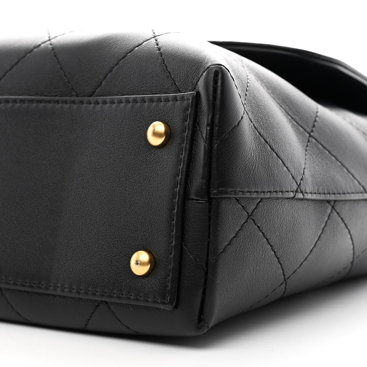 Calfskin Stitched Maxi Flap Top Handle Black