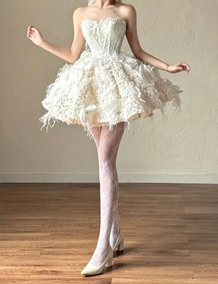 Stunning Homecoming Dress Strapless Short Prom Dress Back to School Outfits Party Dress D5440