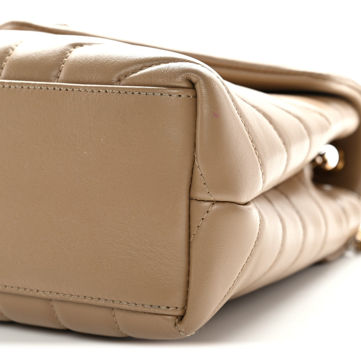 Calfskin Y Quilted Monogram Small Loulou Chain Satchel Dark Beige