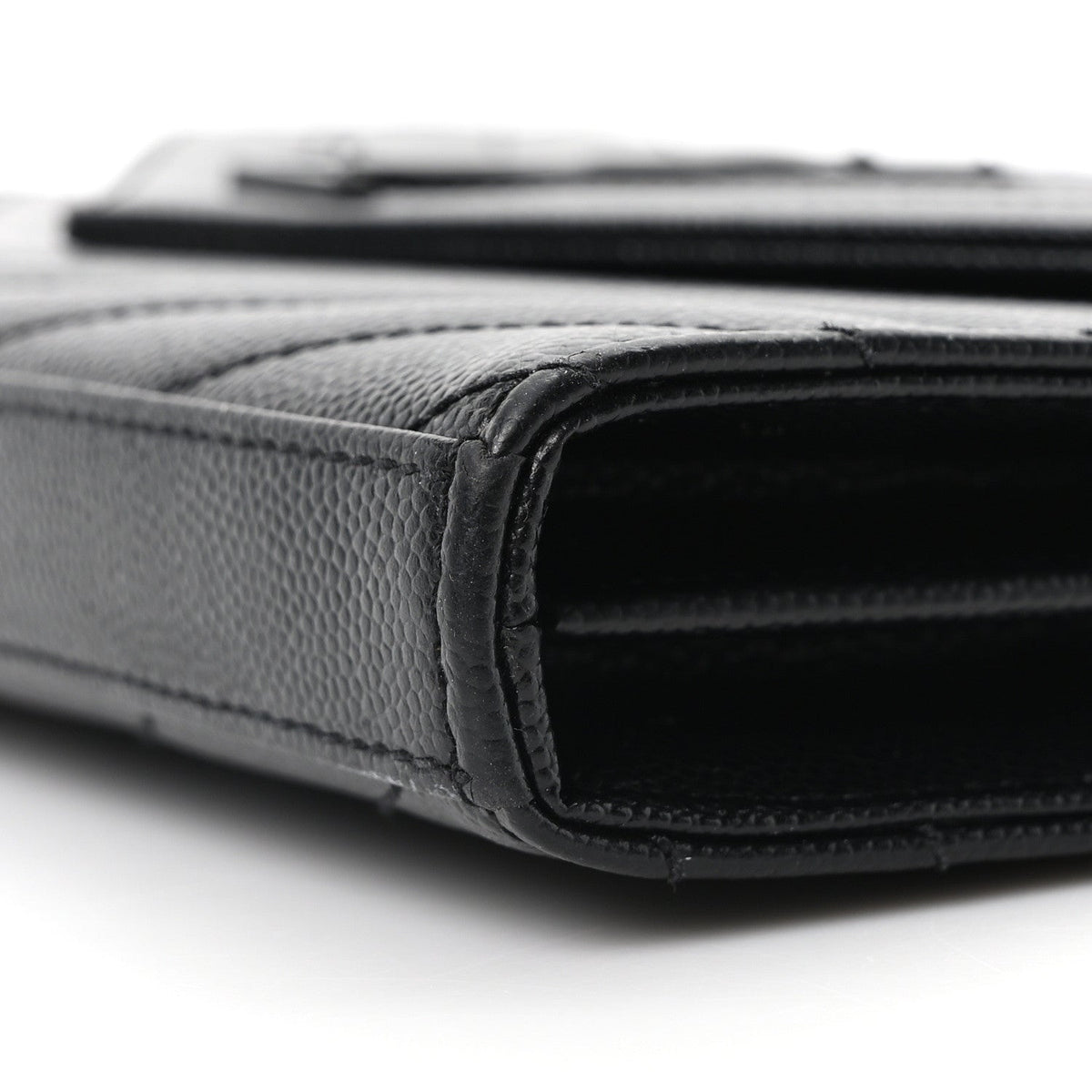 Grain De Poudre Matelasse Chevron Monogram Monochrome Chain Wallet Black