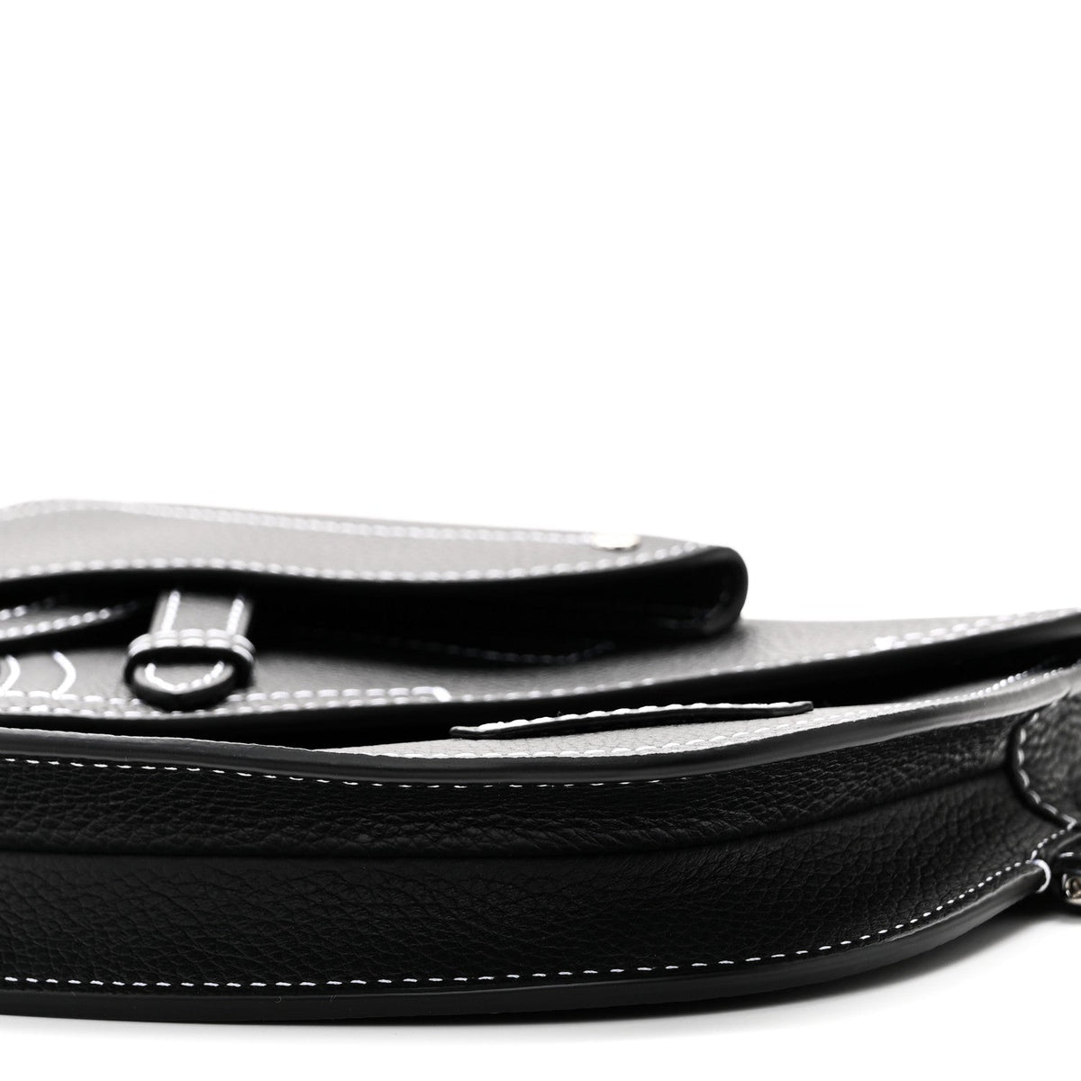 X KAWS Grained Calfskin Saddle Pouch Black