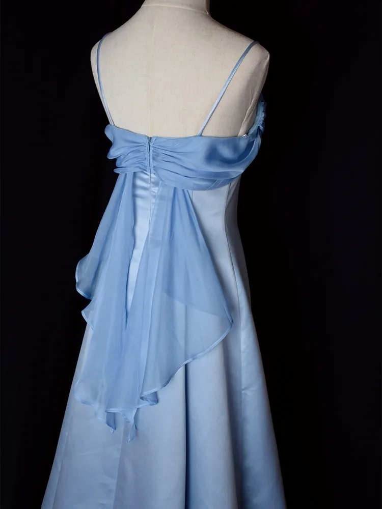 Lilac Spaghetti Straps A-Line Long Party Dress Vintage Evening Gown MD7568