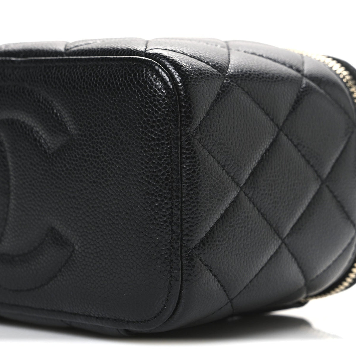Caviar Quilted Small Vanity Case With Chain Black