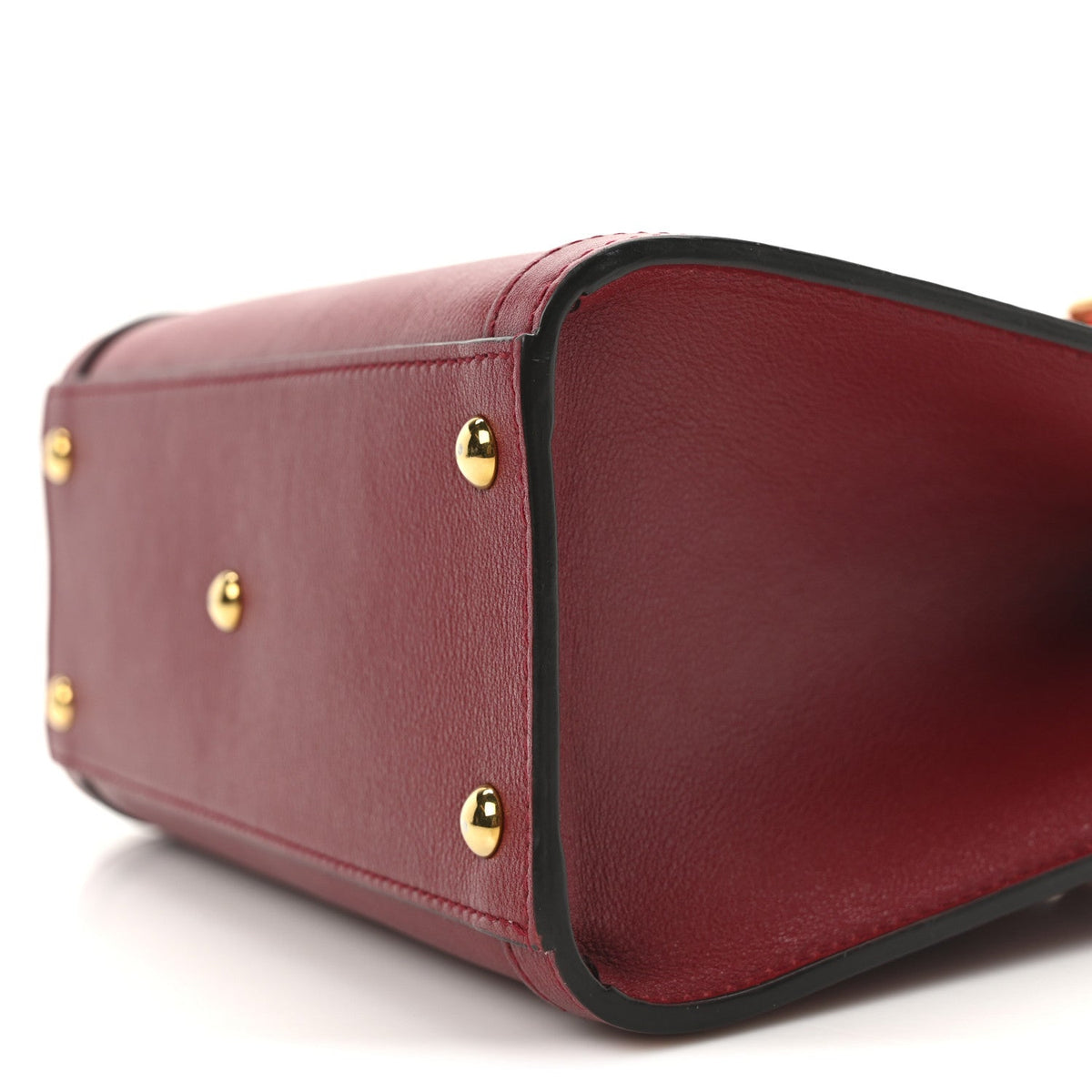 Wonka Grain Calfskin Mini Diana Tote Bag Dark Red Orange Fluo