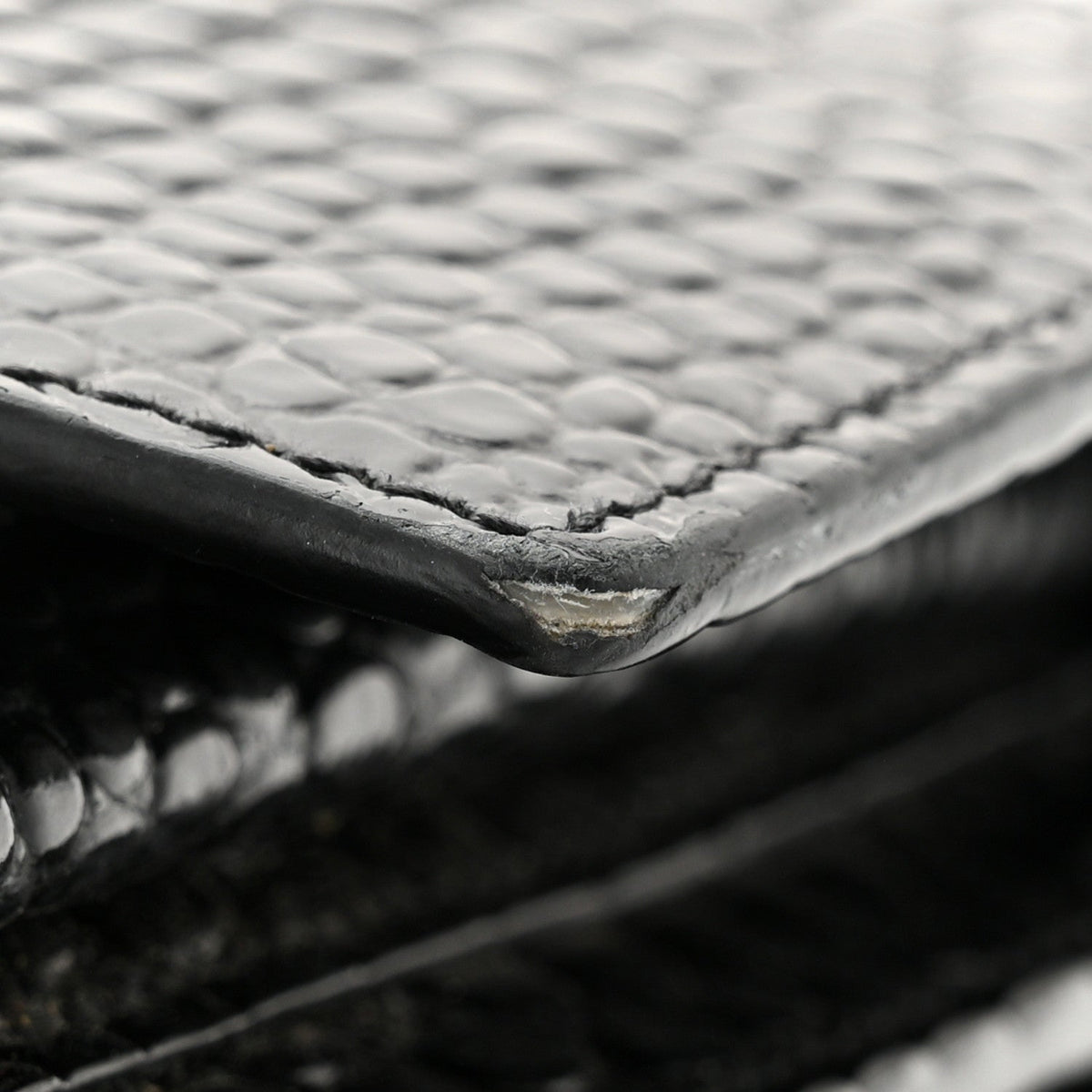 Calfskin Crocodile Embossed Medium Monogram Sunset Black
