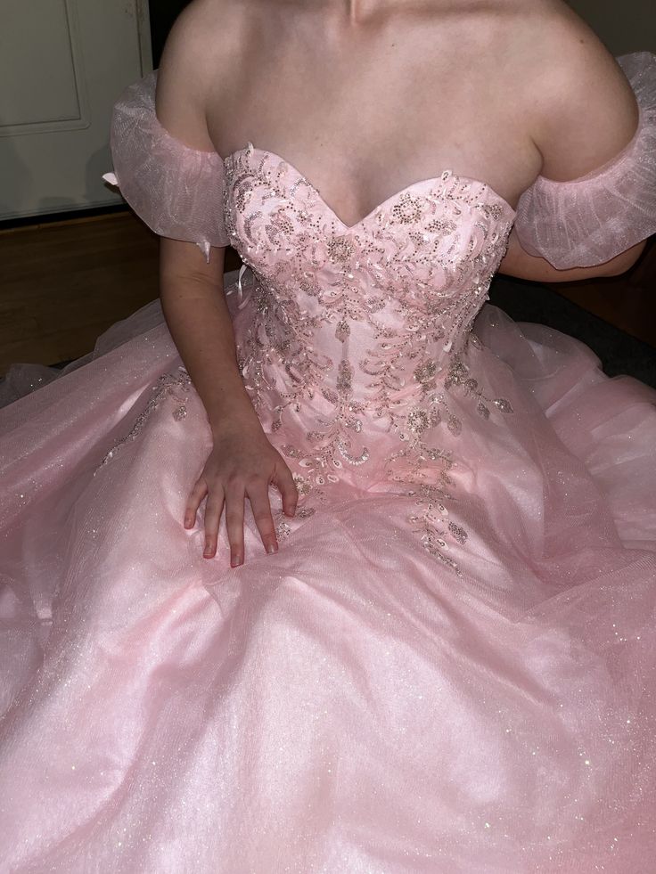 Sweety Pink A Line Off the Shoulder Beaded Tulle Long Prom Dress Evening Dress SH5617