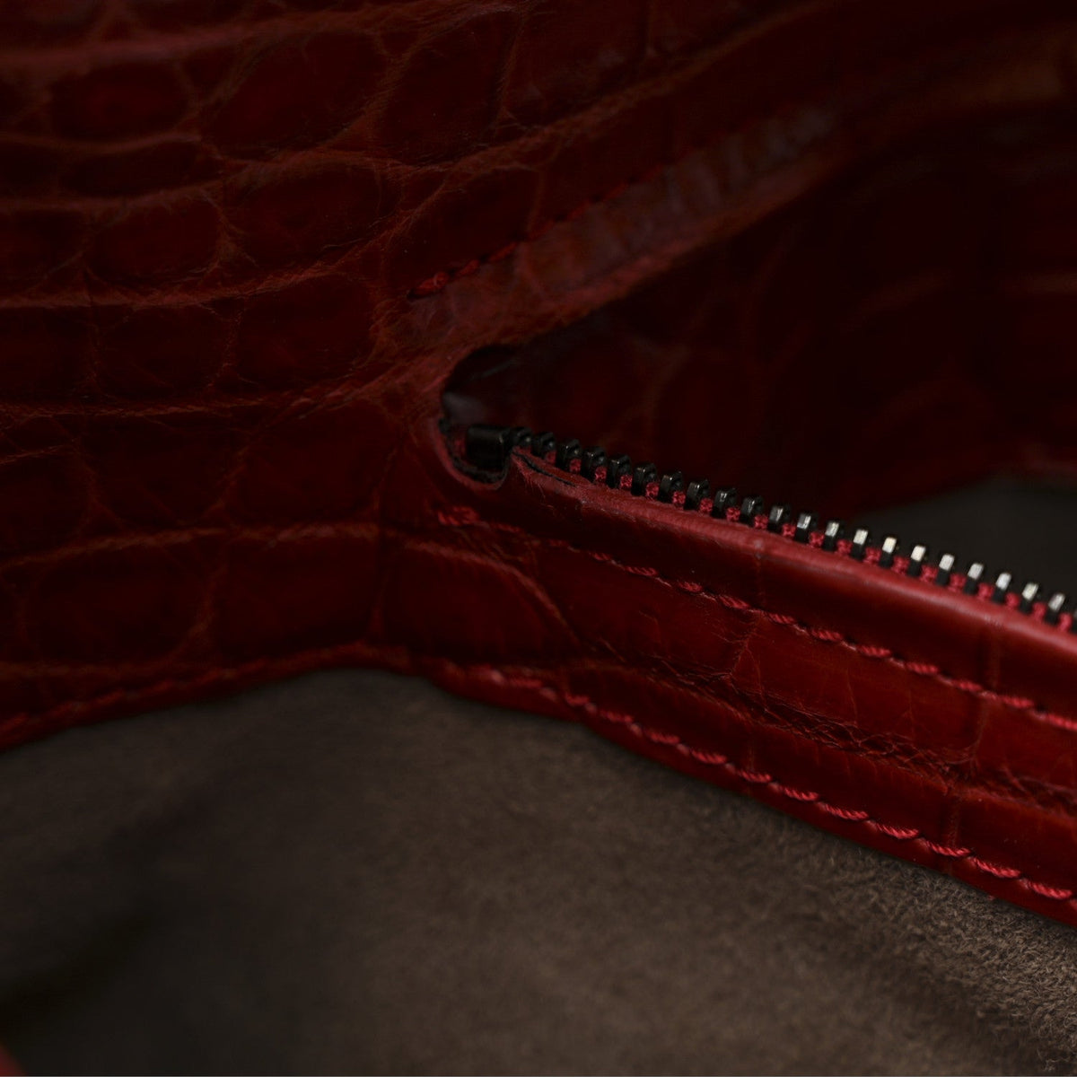 Soft Crocodile Fume Medium Roma Tote Blood