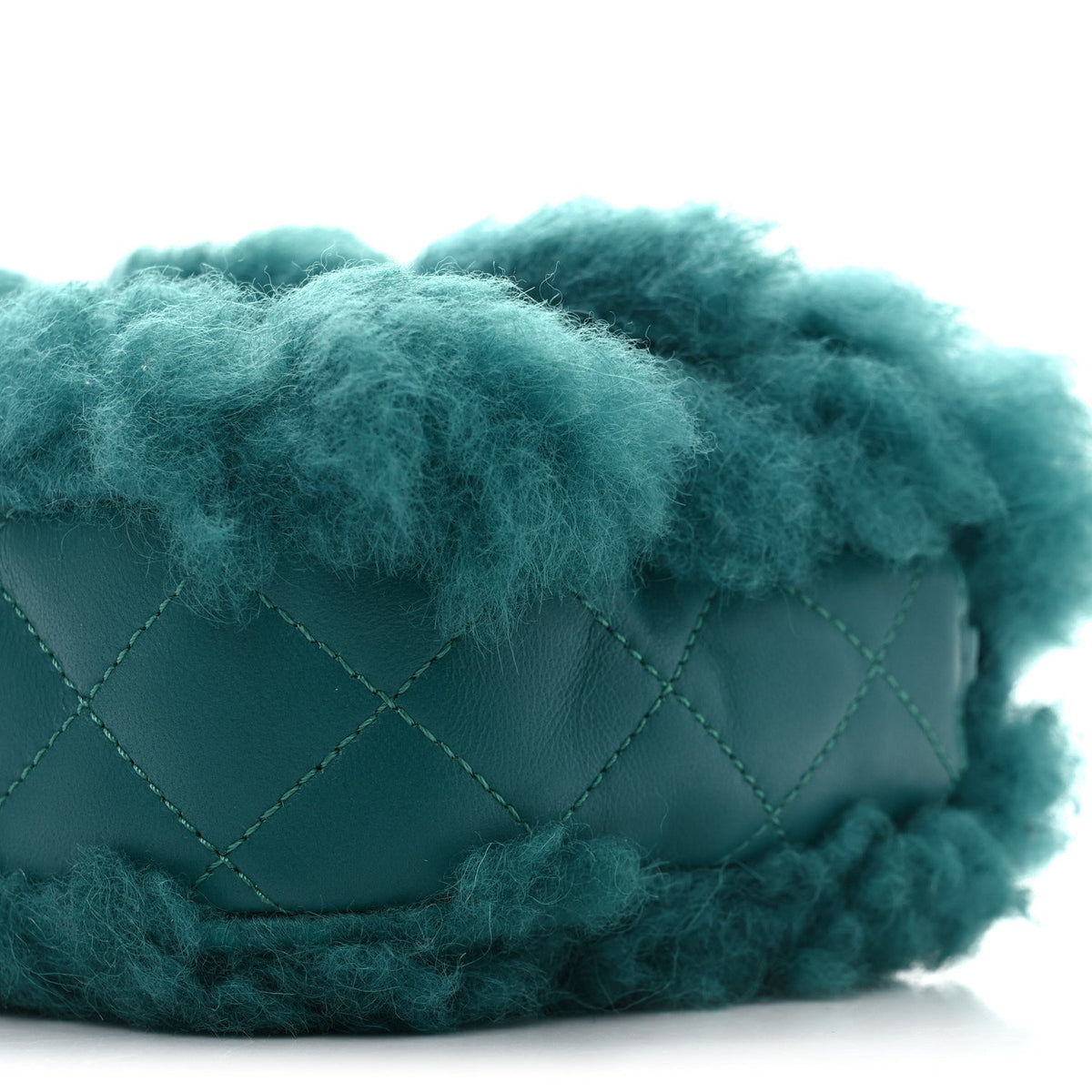 Shearling Lambskin Quilted Flap Green
