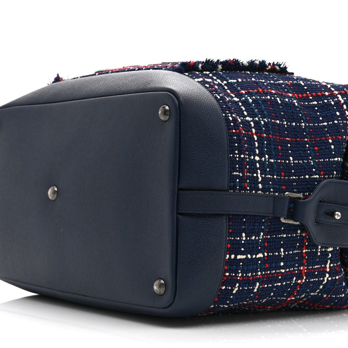 Tweed Large Trip Bowling Bag Navy Burgundy