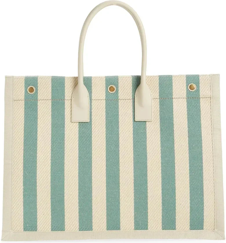 SAINT LAURENT Large Rive Gauche Stripe Canvas Tote