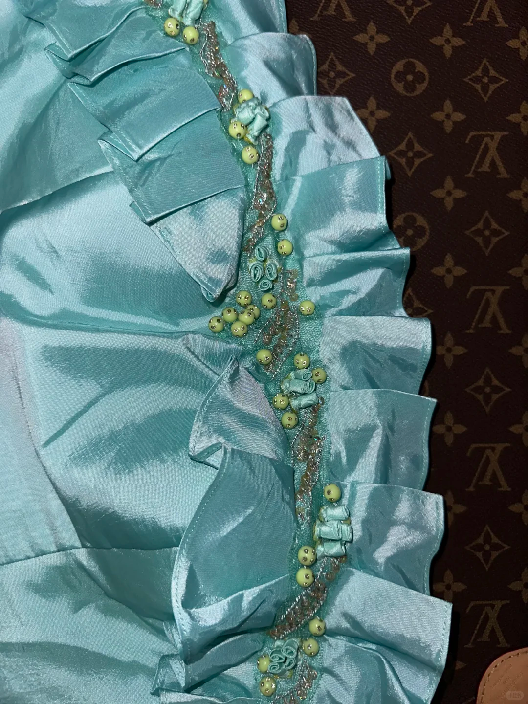 Vintage Elegant Blue Mermaid Beaded Satin Prom Dress Party Evening Dress SH5893
